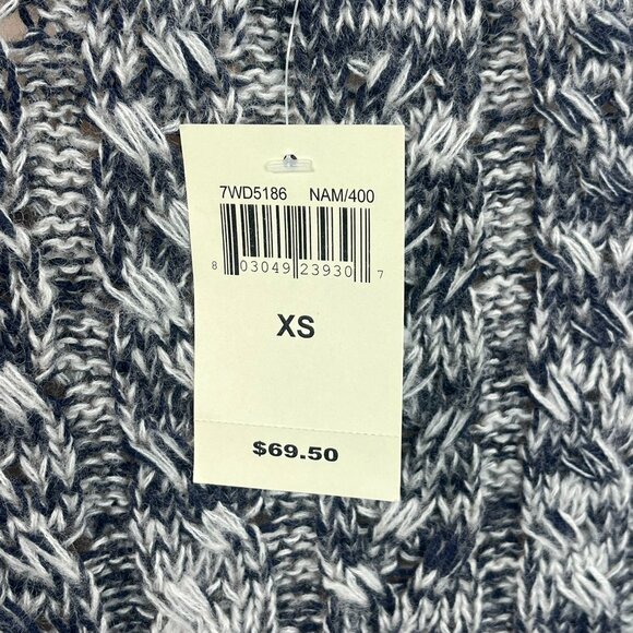 Lucky Brand Pullover Wool Blend Cable Knit Sweater XS Blue Gray Roll Neck - Picture 7 of 14